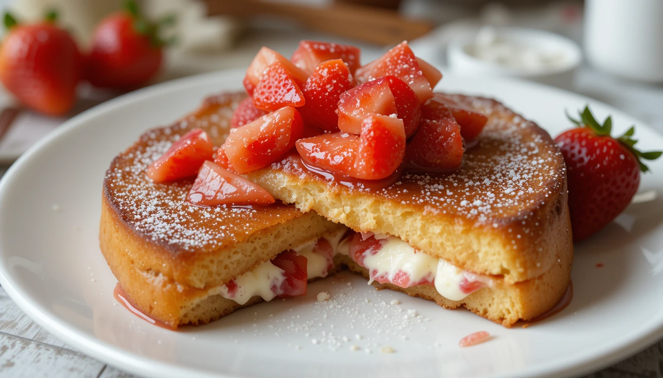 Cream Cheese-Stuffed French Toast with Strawberries