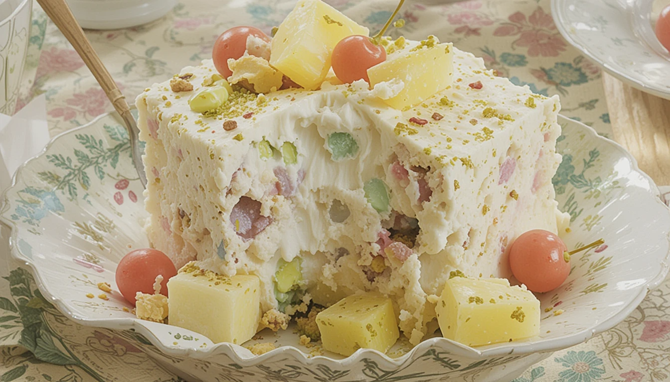 Pistachio-Cherry-Pineapple Marshmallow Dessert