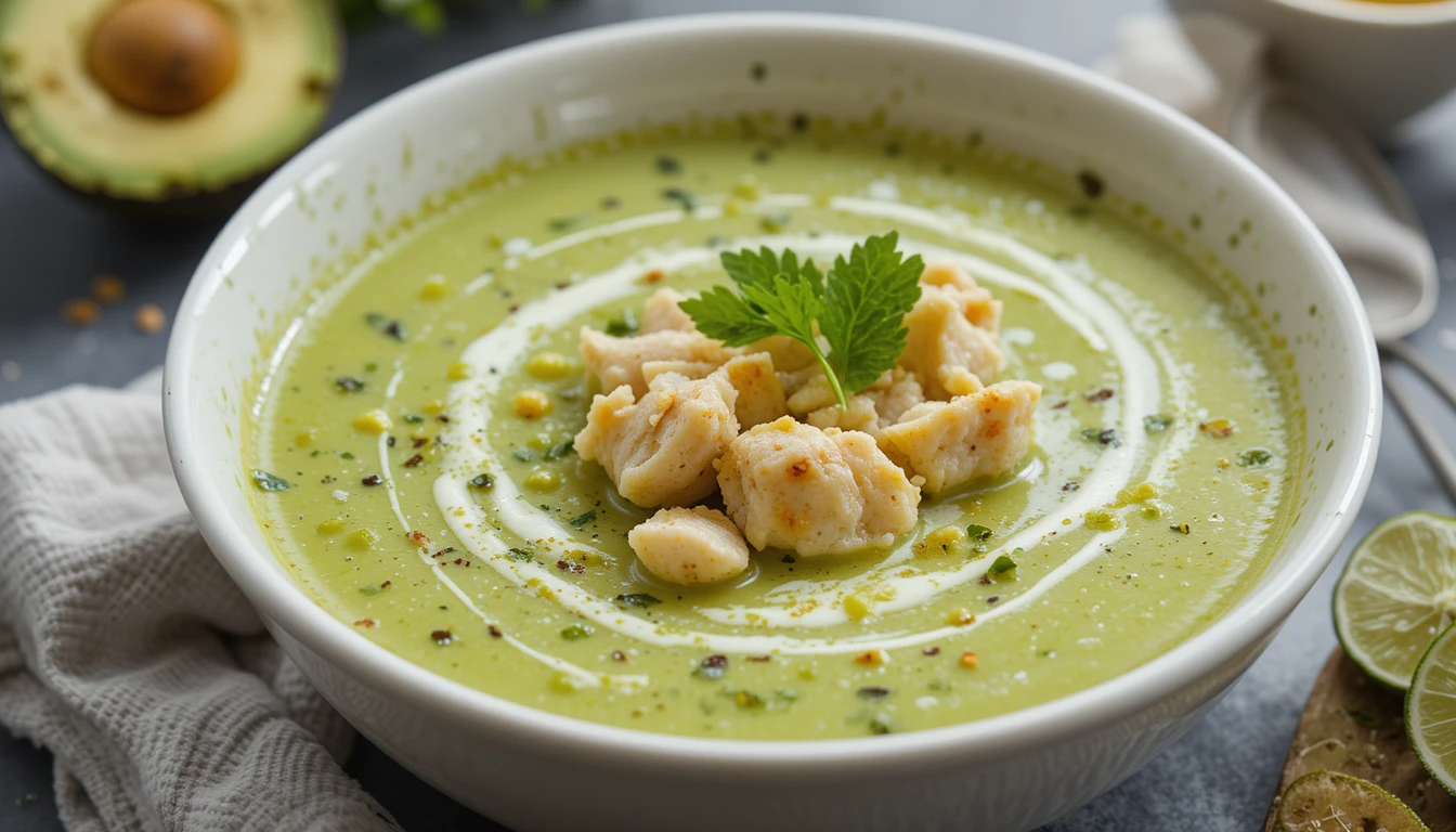 Avocado Soup with Chicken and Lime
