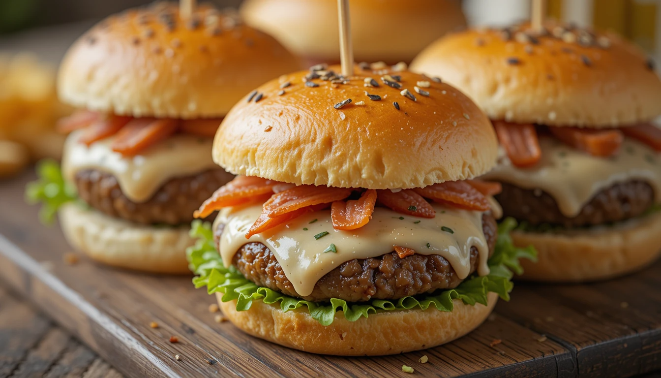 Cheesy Bacon Ranch Burger Sliders