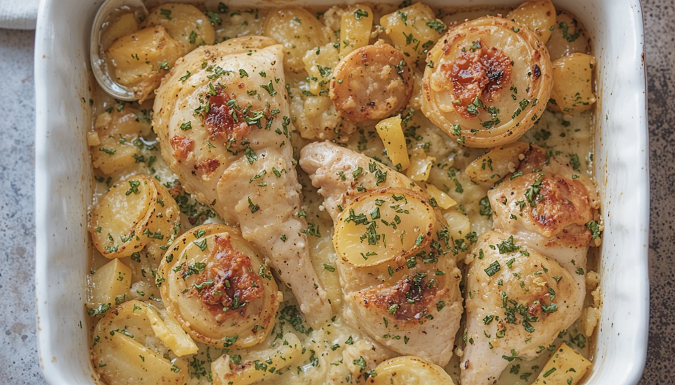 Greek Lemon Chicken and Potato Bake